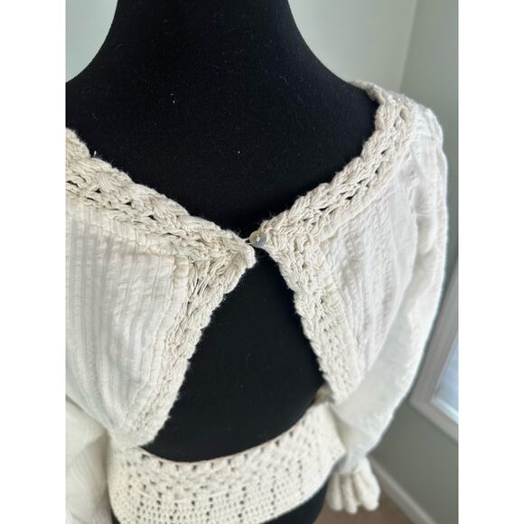 NWOT Free People Megan Crochet Cut Out Back Top - Size Small - Picture 10 of 12